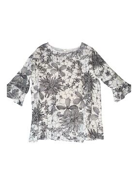 Bryn Walker Women Carina Linen Ruffle Sleeve Top Sz L‎ Blue Summer Vacation
